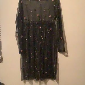 Sheer black floral dress